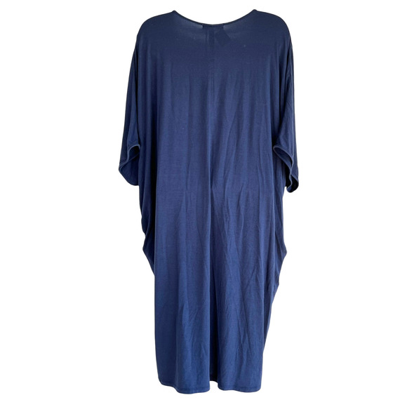 Barefoot Dreams Womens Luxe‎ Milk Jersey Short Caftan Indigo One Size Beachy NWT - Picture 2 of 10